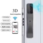 For Real Time Video Intercom Security Face Recognition Fingerprint Digital Door Wood Door Tuya Smart Lock with WiFi/Grey - Image 3