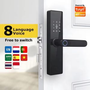 Enrique Tuya WiFi Biometric Electronic Sliding Aluminum Alloy Smart Lock with APP Fingerprint Password Card & Key Unlock